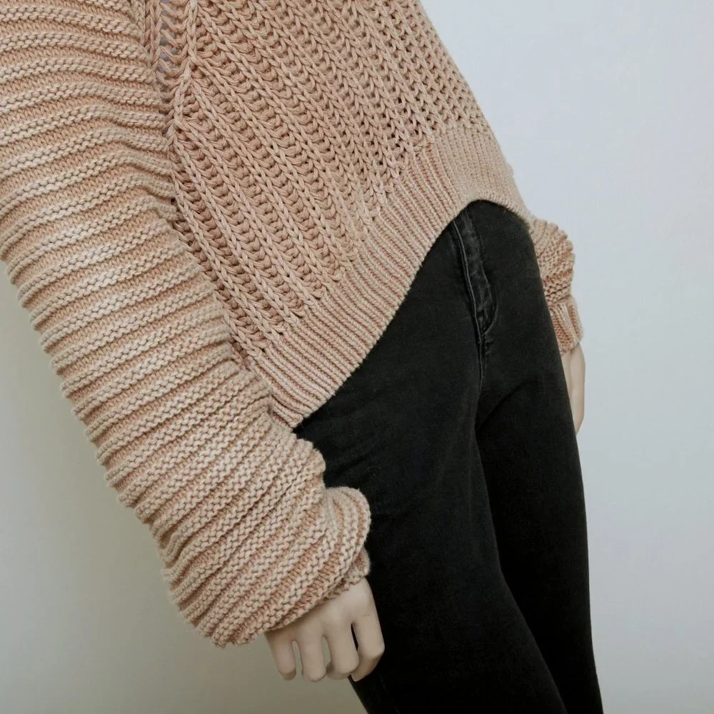 Free People Sweetheart Mock Neck Dolman Sleeve‎ Knit Sweater Tan Women Size SP